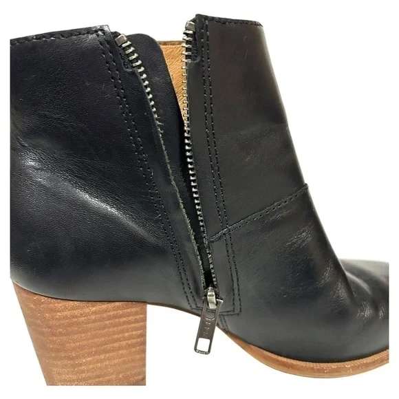 Madewell Black Ankle Boots with Tan Heel - Picture 5 of 12